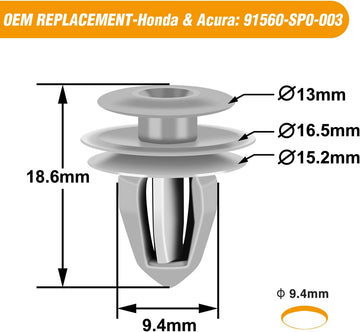 30 Pcs Door Garnish Moulding Clip for Honda: 91560-SP0-003 Accord Civic CR-V Odyssey